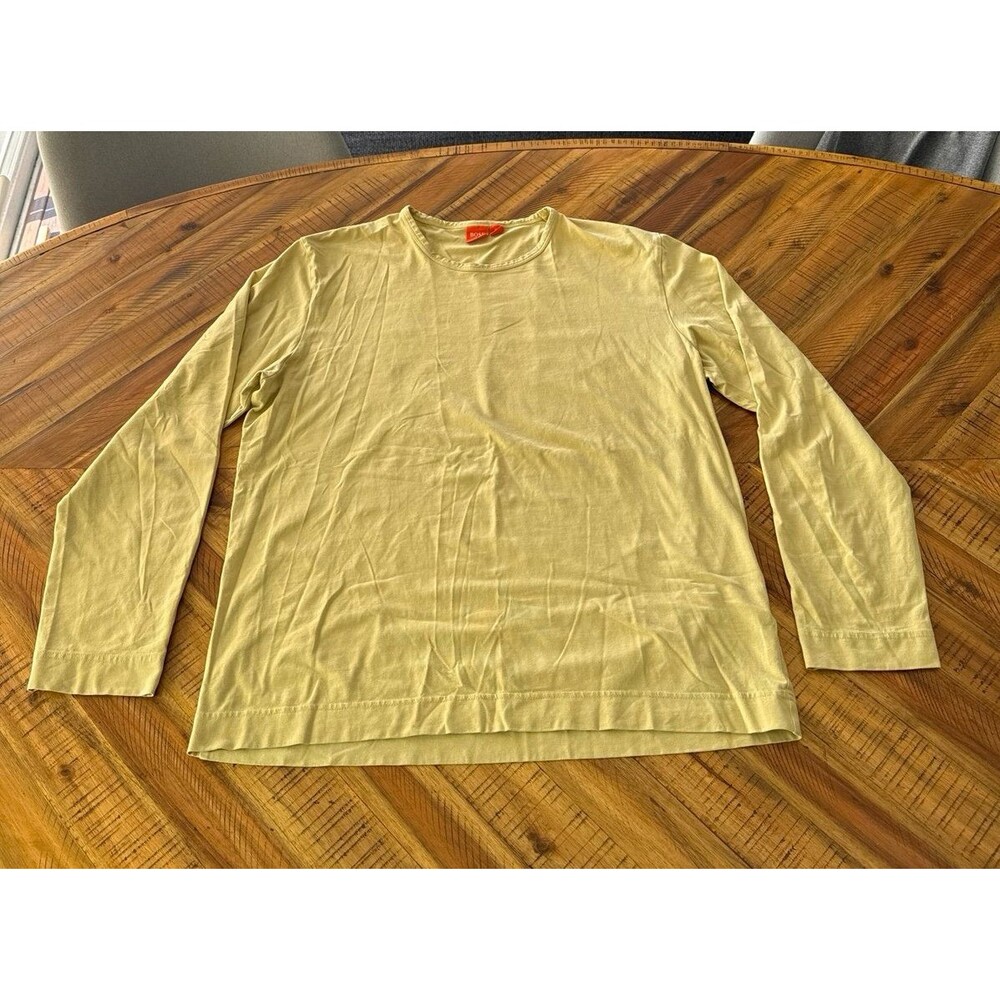 Hugo Boss Men’s XXL Long Sleeve T-Shirt Mustard Yellow Casual Crew Neck EUC
